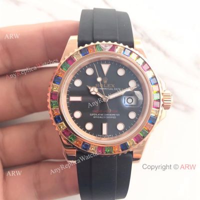 High Quality Copy Rolex Yacht-Master 116695 Sapphire glass Multicolor Gem Watch 40mm